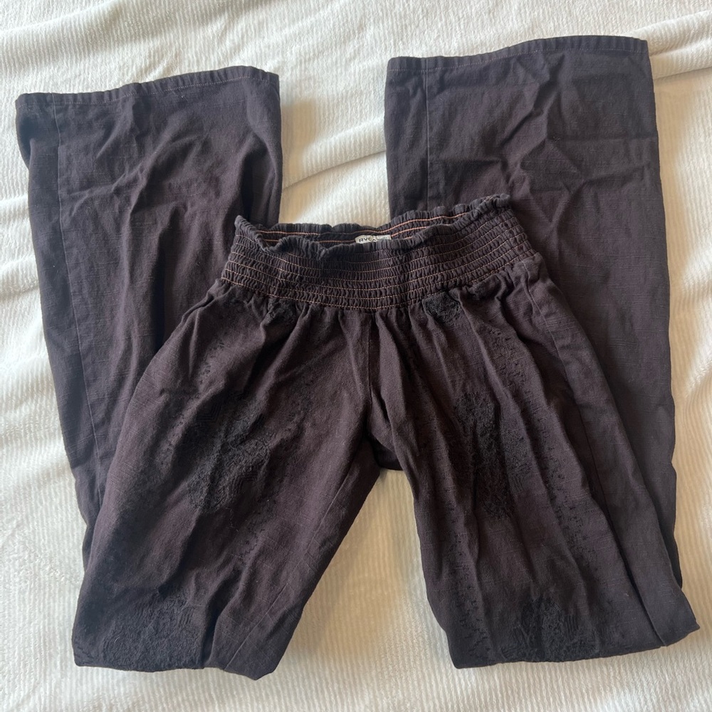 RVCA black low rise flare pants